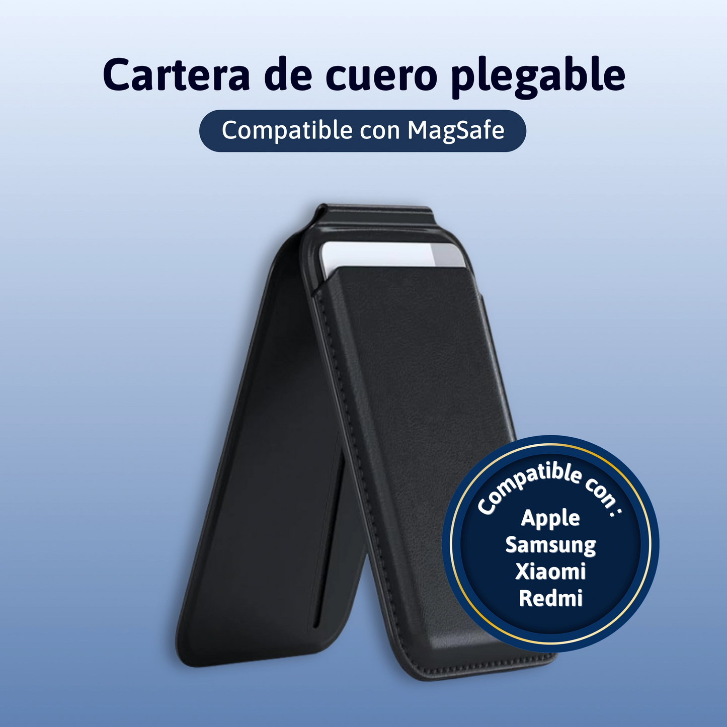 Cartera de piel plegable